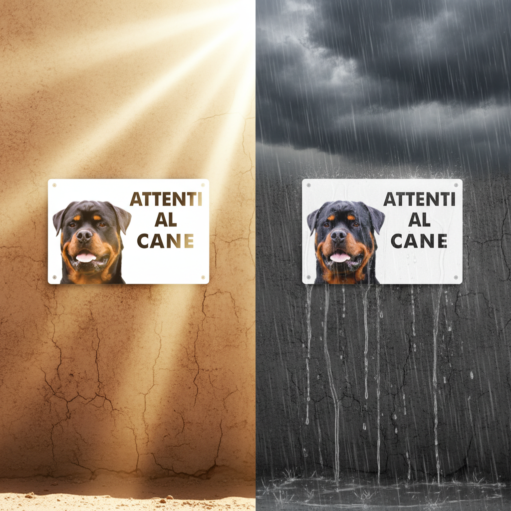 Pubblimania „Vorsicht vor dem Rottweiler“-Schild aus 3 mm starkem Aluminiumverbundmaterial