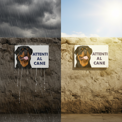 Pubblimania „Vorsicht vor dem Rottweiler“-Schild aus 3 mm starkem Aluminiumverbundmaterial