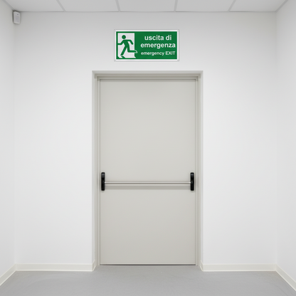 Cartello Uscita di Emergenza | Emergency Exit - Alluminio Composito 3mm | Pubblimania