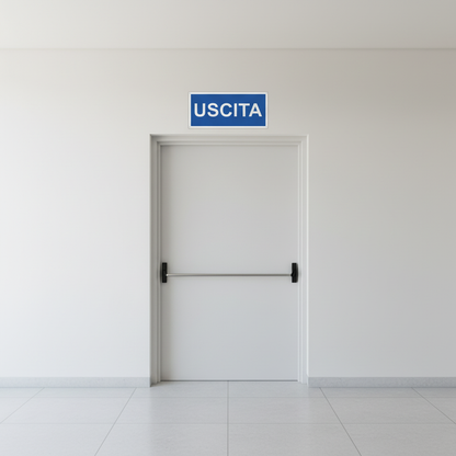 Cartello USCITA dimensione media sopra porta