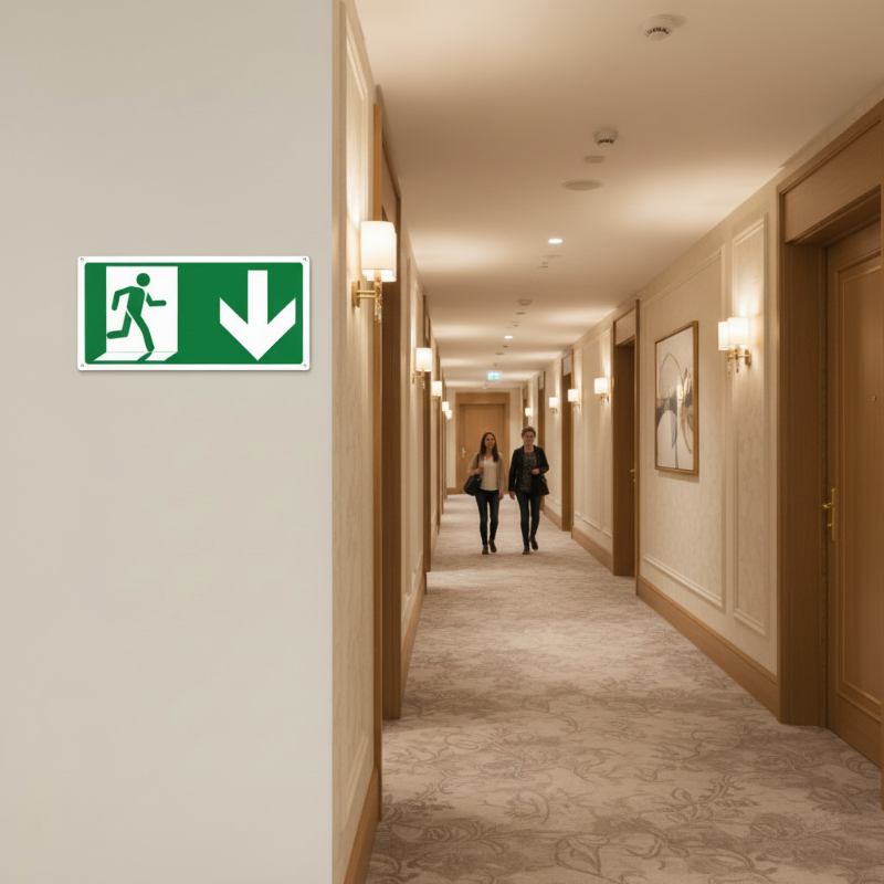 Cartello uscita sicurezza hotel
