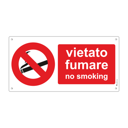 CARTELLO VIETATO FUMARE BILINGUE NO SMOKING