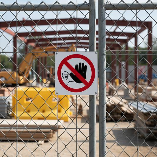 Cartello Vietato l'accesso su cancello cantiere