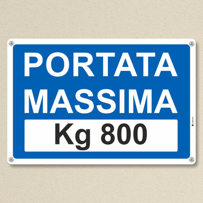 Cartello Portata Massima per Scaffali – Alluminio 3mm, Stampa UV, Made in Italy