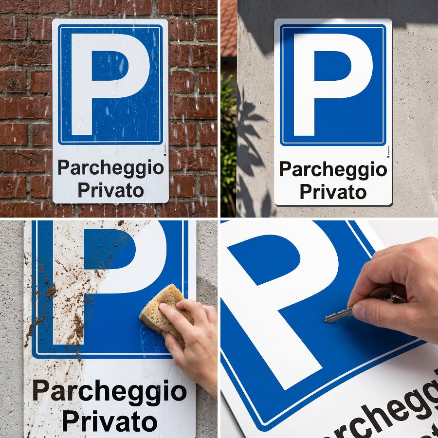 cartello parcheggio privato alluminio resistente pioggia