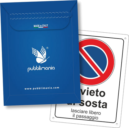 Pubblimania DIVIETO DI SOSTA  Cartello di segnaletica stradale in Alluminio composito per esterno