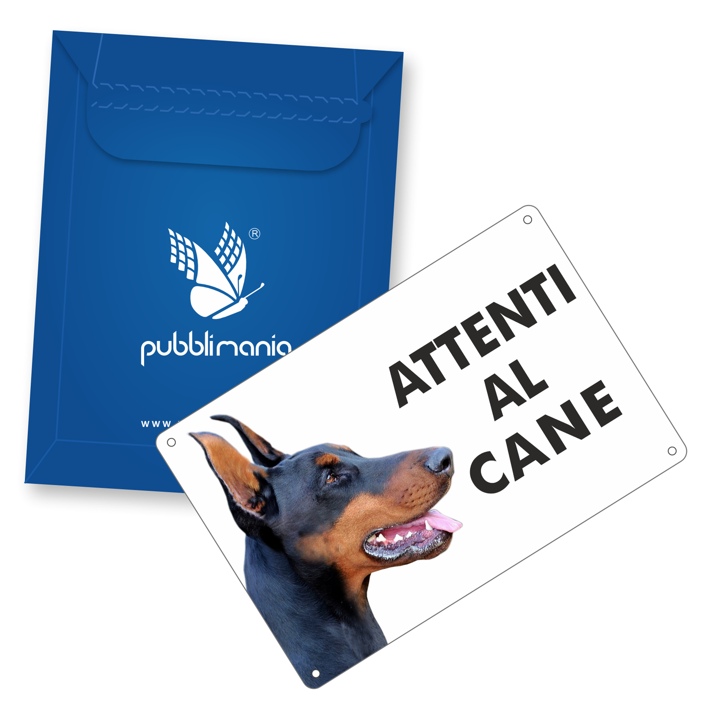 Pubblimania 3mm Aluminium-Warnschild „Vorsicht, Dobermann!“ für den Außenbereich