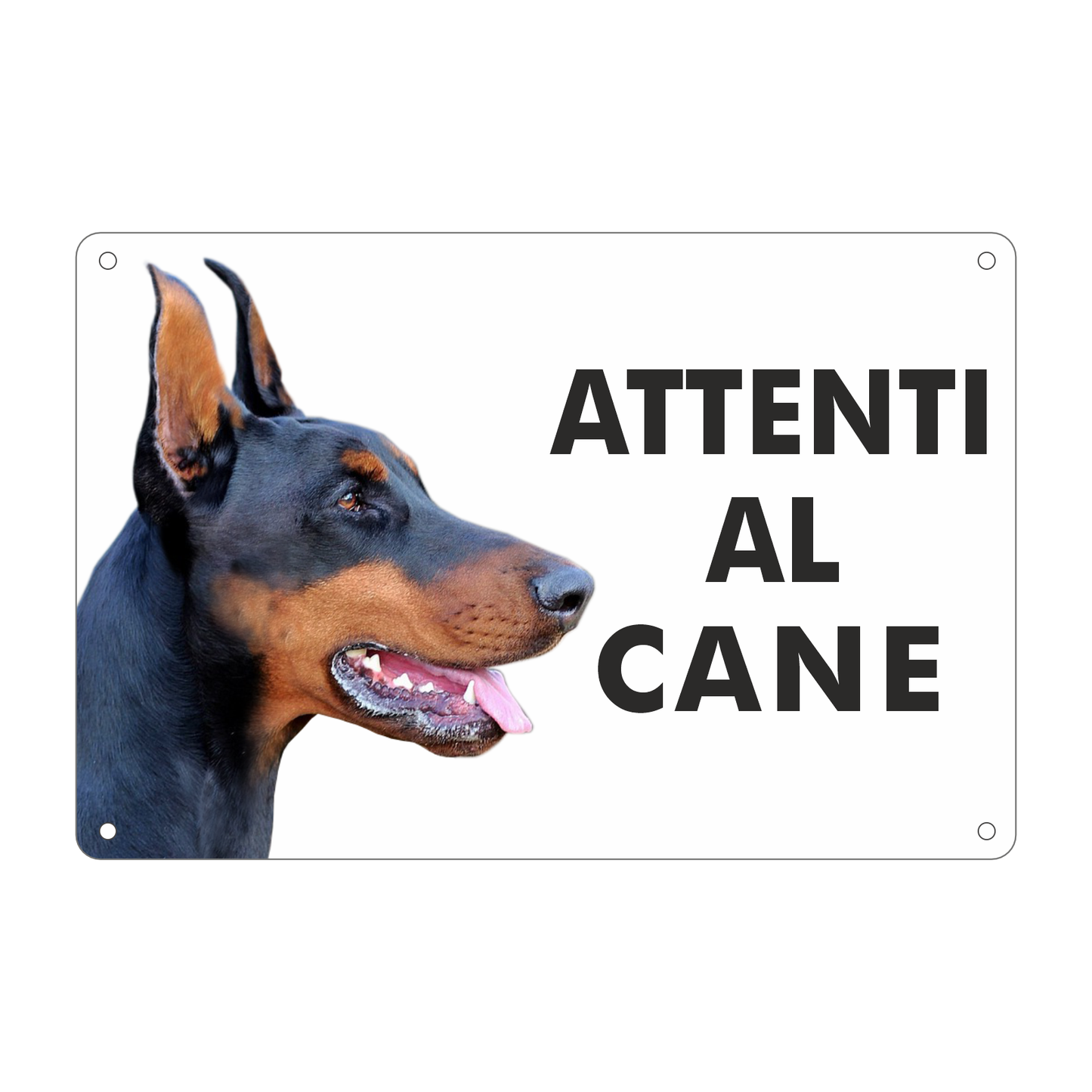Pubblimania 3mm Aluminium-Warnschild „Vorsicht, Dobermann!“ für den Außenbereich