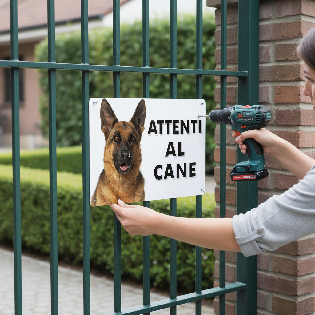 Pubblimania „Vorsicht vor dem Deutschen Schäferhund“-Schild aus 3 mm starkem Aluminiumverbundmaterial