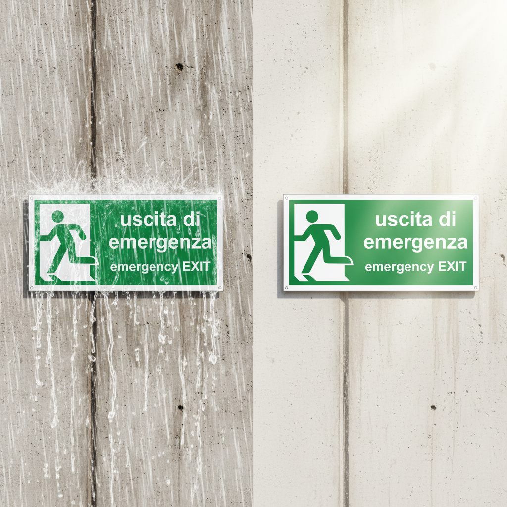 Cartello Uscita di Emergenza | Emergency Exit - Alluminio Composito 3mm | Pubblimania