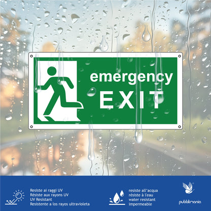 Cartello Uscita di Emergenza | Emergency Exit - Alluminio Composito 3mm | Pubblimania
