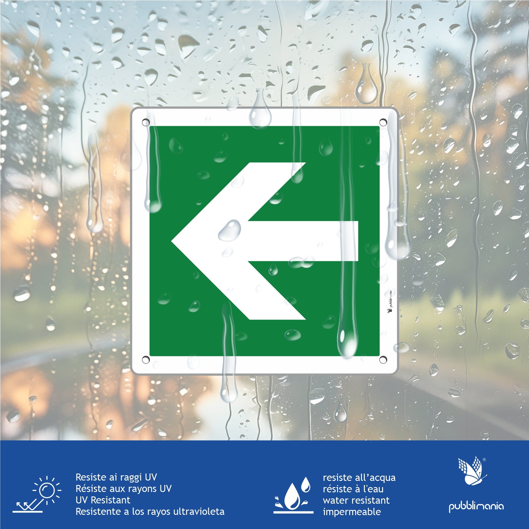 Cartello in alluminio composito pubblimania freccia di emergenza e sicurezza resistente