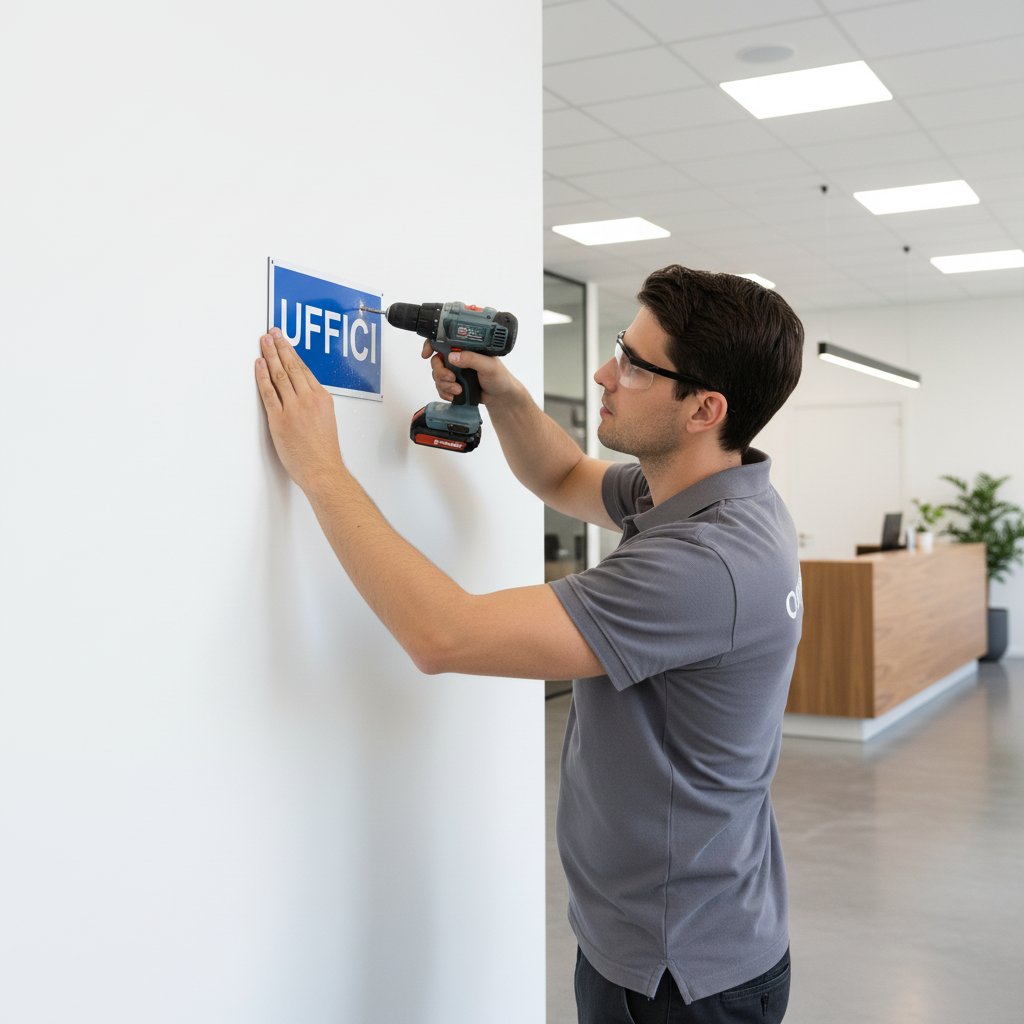Installazione cartello UFFICI da parte di tecnico professionista