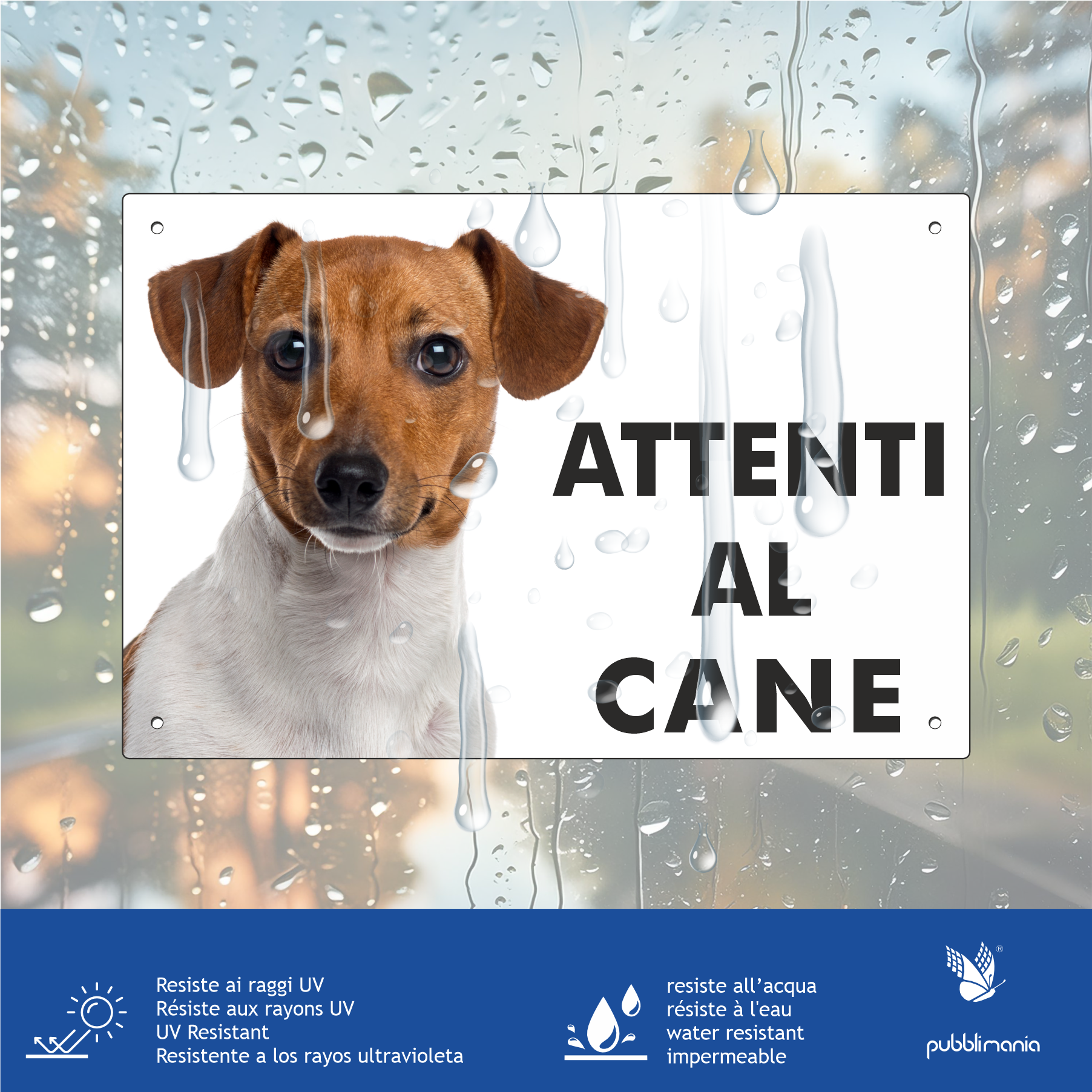attenti al cane cartello jack russell resistente alle intemperie
