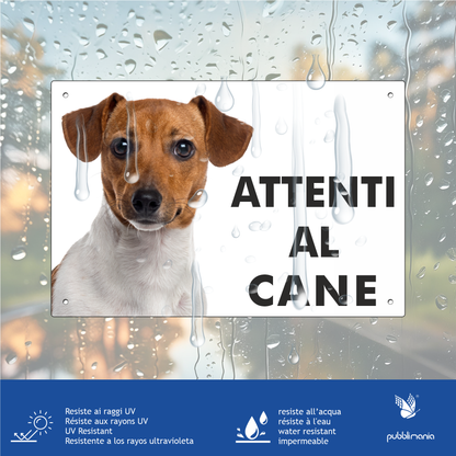 attenti al cane cartello jack russell resistente alle intemperie
