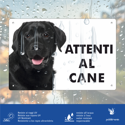 Pubblimania „Vorsicht vor dem Labrador“-Schild aus 3 mm starkem Aluminiumverbundmaterial