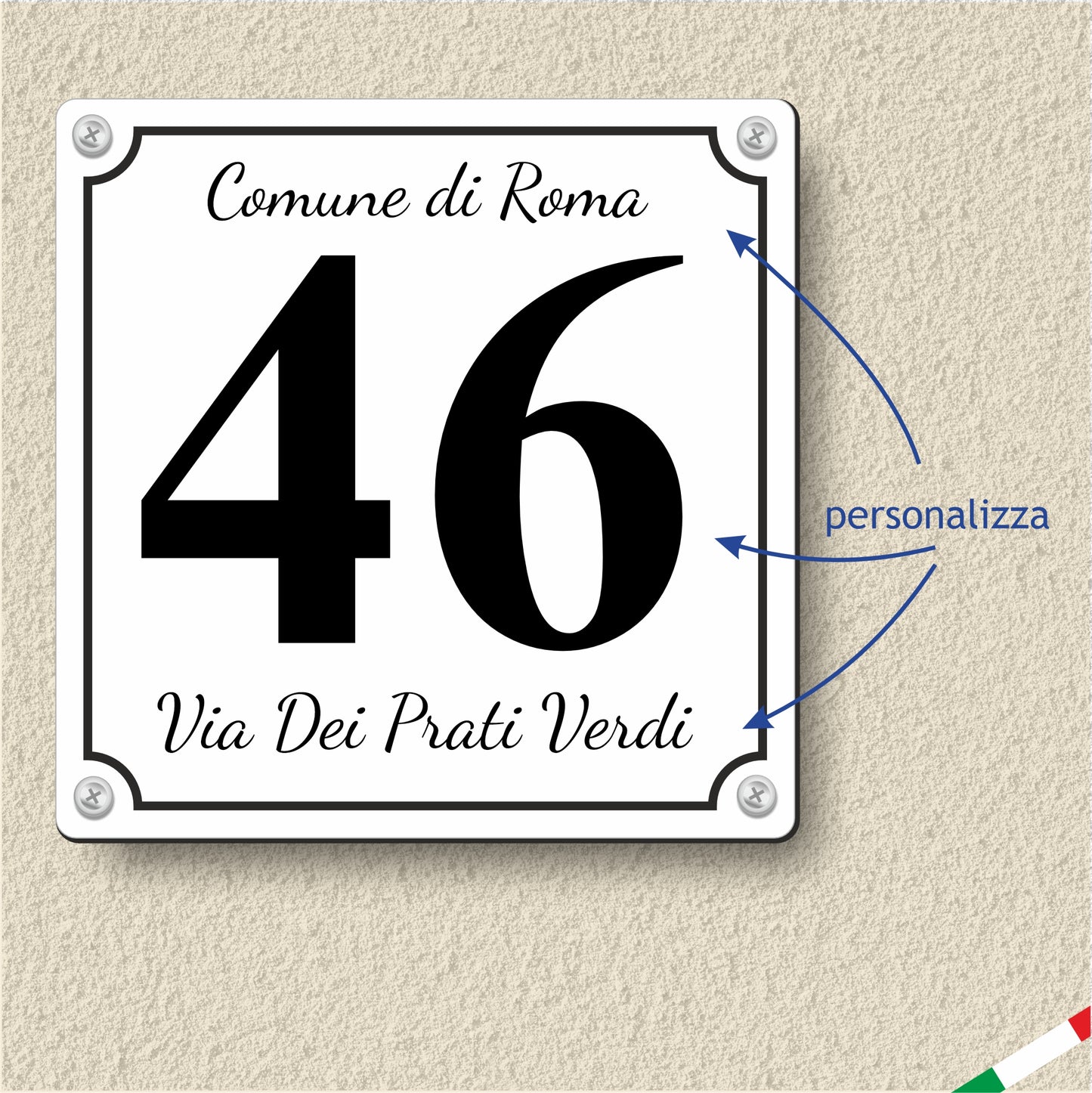 Pubblimania NUMERO CIVICO PERSONALIZZATO in alluminio rinforzato