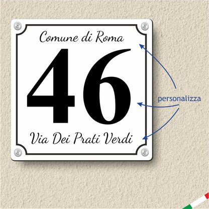 Pubblimania NUMERO CIVICO PERSONALIZZATO in alluminio rinforzato