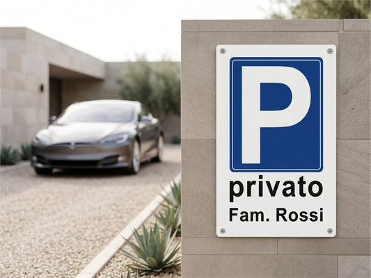 cartello parcheggio privato personalizzato in alluminio pubblimania 