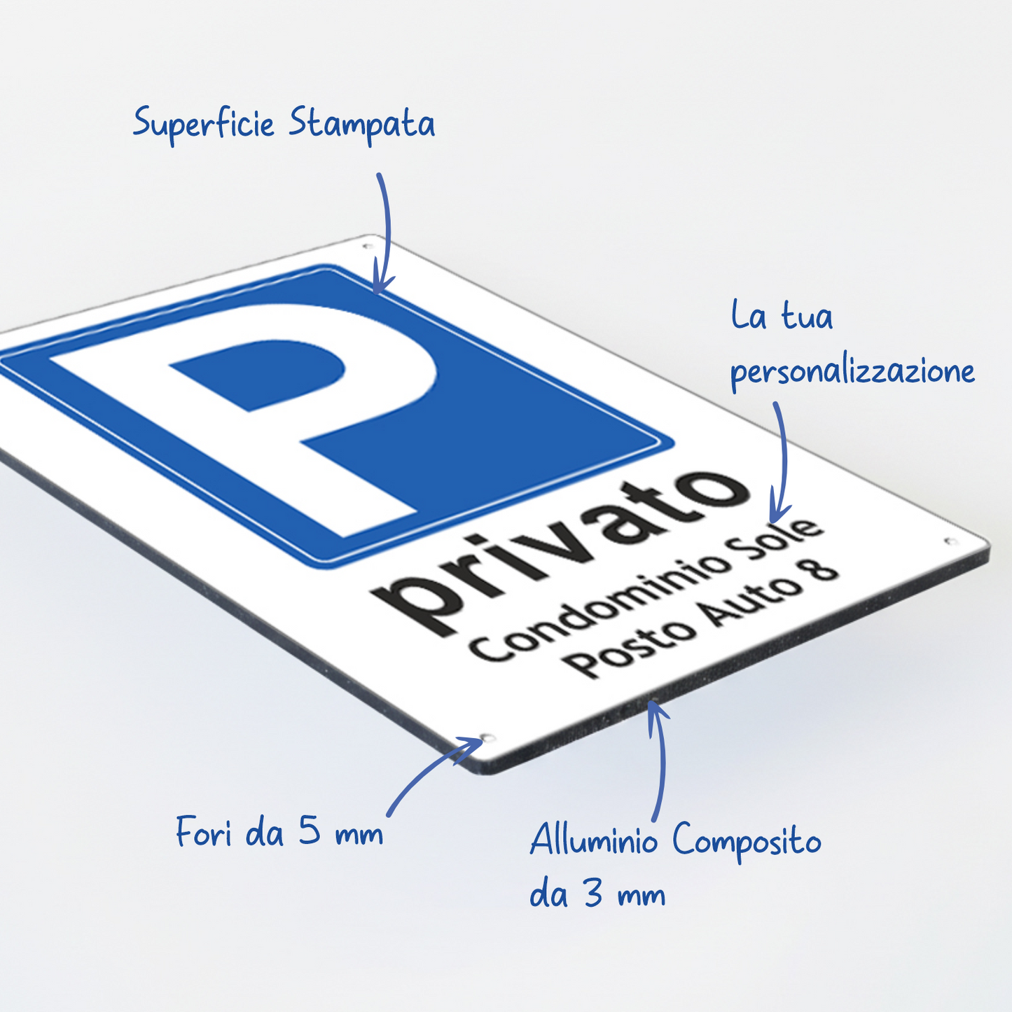 Pubblimania Cartello Parcheggio Privato Personalizzato - Alluminio per Esterno