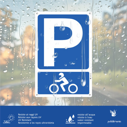 Pubblimania Cartello PARCHEGGIO MOTO in alluminio composito da 3 mm