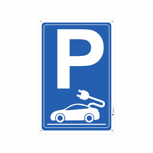 cartello in alluminio composito parcheggio di ricarica auto elettriche colonnina pubblimania