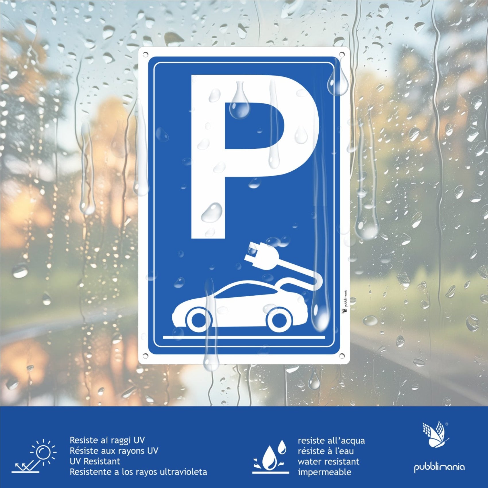 cartello in alluminio composito parcheggio di ricarica auto elettriche colonnina pubblimania