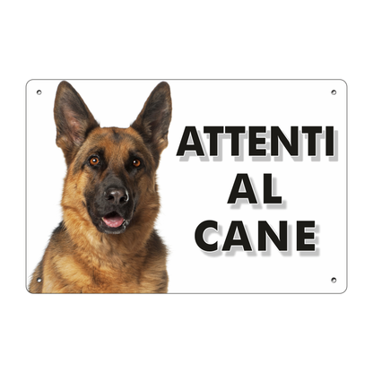 Pubblimania „Vorsicht vor dem Deutschen Schäferhund“-Schild aus 3 mm starkem Aluminiumverbundmaterial