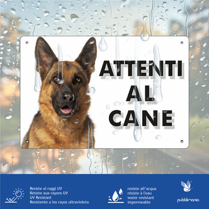 Pubblimania „Vorsicht vor dem Deutschen Schäferhund“-Schild aus 3 mm starkem Aluminiumverbundmaterial