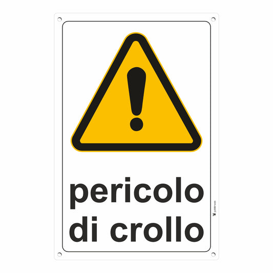pericolo di crollo cartello in alluminio composito da 3 mm di spessore con 4 fori agli angoli cartello segnale