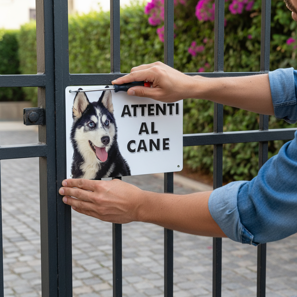 Pubblimania „Vorsicht vor dem Sibirischen Husky“-Schild aus 3 mm starkem Aluminiumverbundmaterial