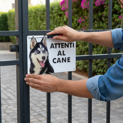 Pubblimania „Vorsicht vor dem Sibirischen Husky“-Schild aus 3 mm starkem Aluminiumverbundmaterial