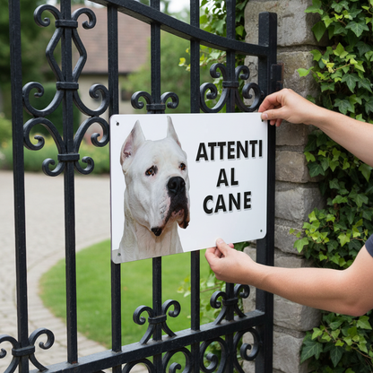 Pubblimania „Vorsicht vor dem Hund“-Schild DOGO ARGENTINO aus 3 mm starkem Aluminiumverbundmaterial