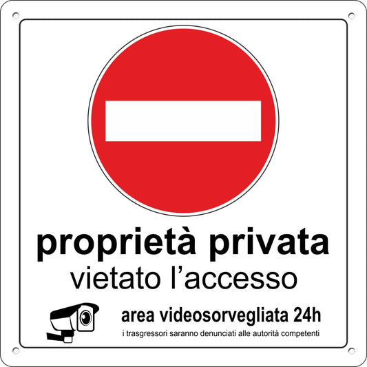 Pubblimania Cartello Proprietà Privata Area videosorvegliata alluminio composito metallo 3 mm (Cm 29x29)