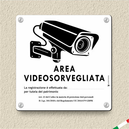 Pubblimania Area Videosorvegliata Tutela del patrimonio Cartello in Alluminio per esterno