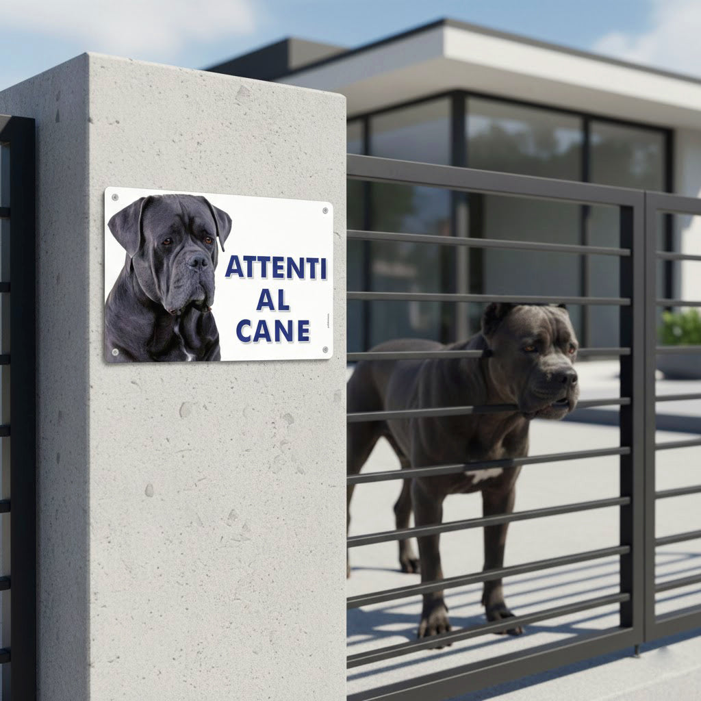 Pubblimania Cartello Attenti al Cane Corso in alluminio composito da 3 mm