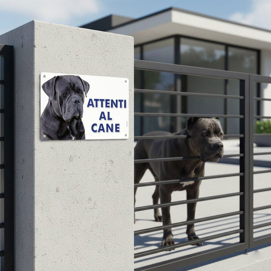 Pubblimania Cartello Attenti al Cane Corso in alluminio composito da 3 mm