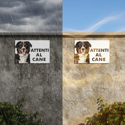 Pubblimania „Vorsicht vor dem Berner Sennenhund“-Schild aus 3 mm starkem Aluminiumverbundmaterial
