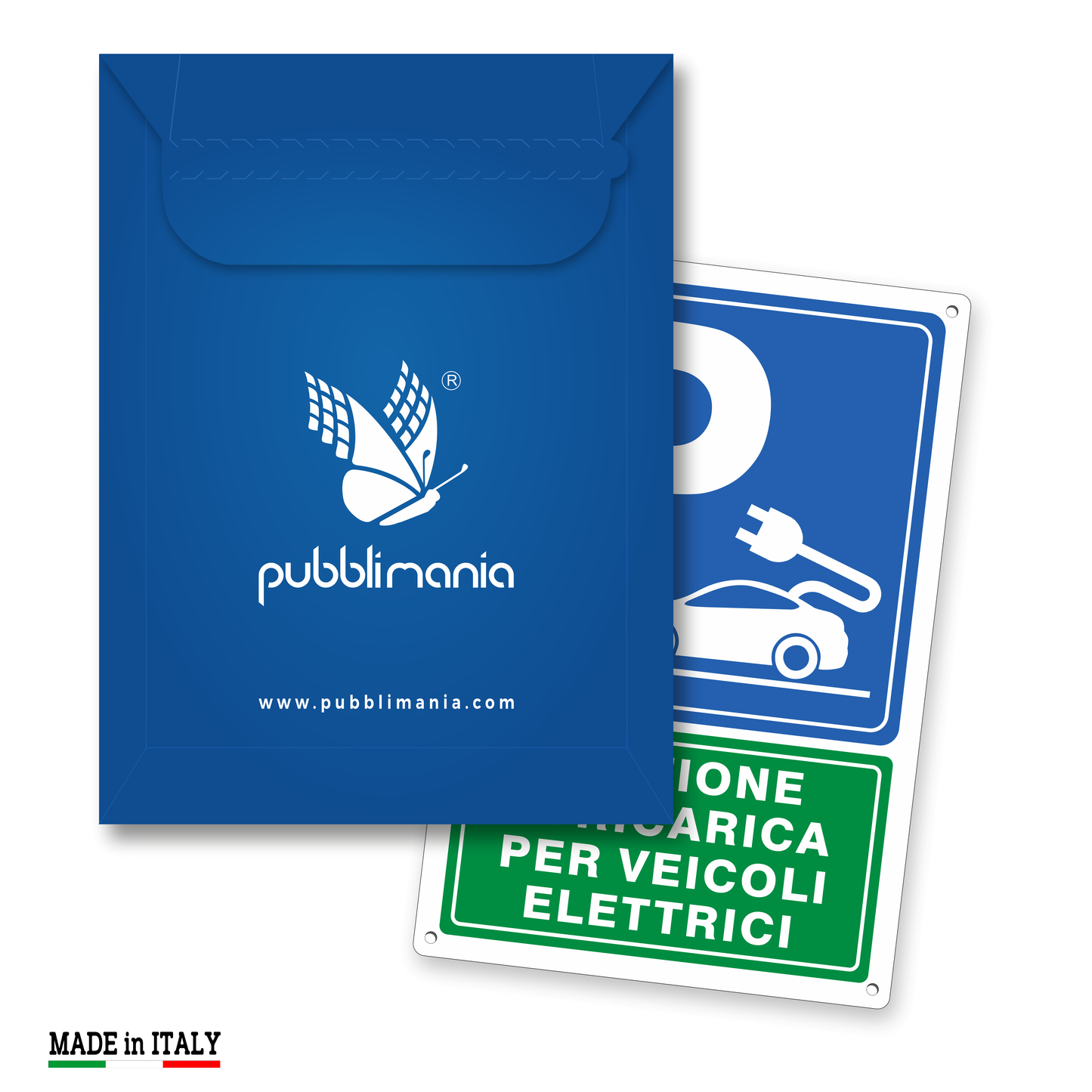 Panneau de borne de recharge pour véhicules électriques Pubblimania avec votre logo en aluminium pour une utilisation en extérieur, métal résistant, épaisseur 3 mm
