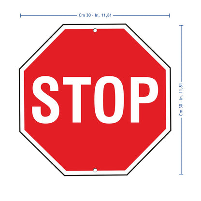 Pubblimania Cartello STOP cm 30,  alluminio composito per installazione a muro. Completo di fori