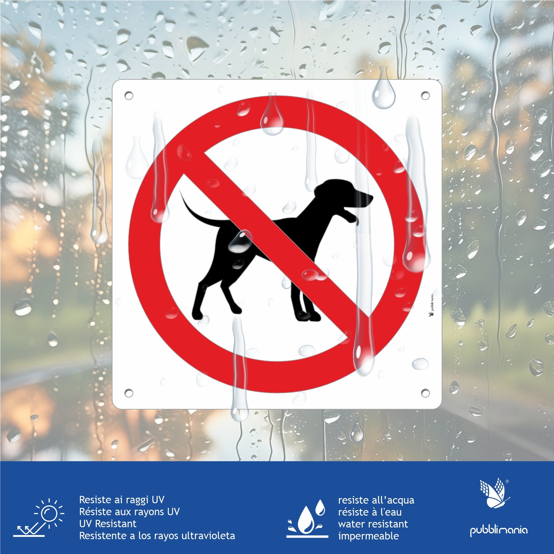 cartello divieto di ingresso a cani e animali dibond pubblimania resistente alle intemperie
