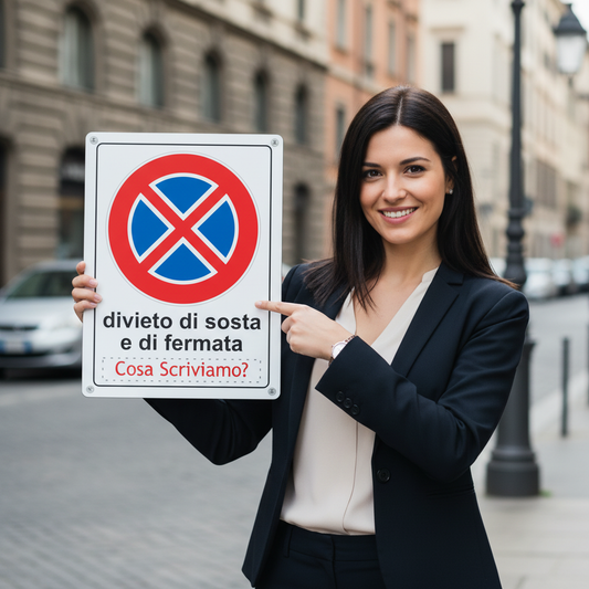 pubblimania Modella con cartello divieto di sosta e di fermata