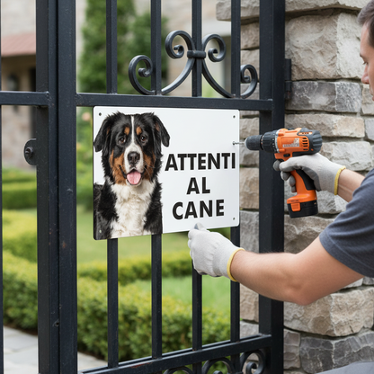 Pubblimania „Vorsicht vor dem Berner Sennenhund“-Schild aus 3 mm starkem Aluminiumverbundmaterial