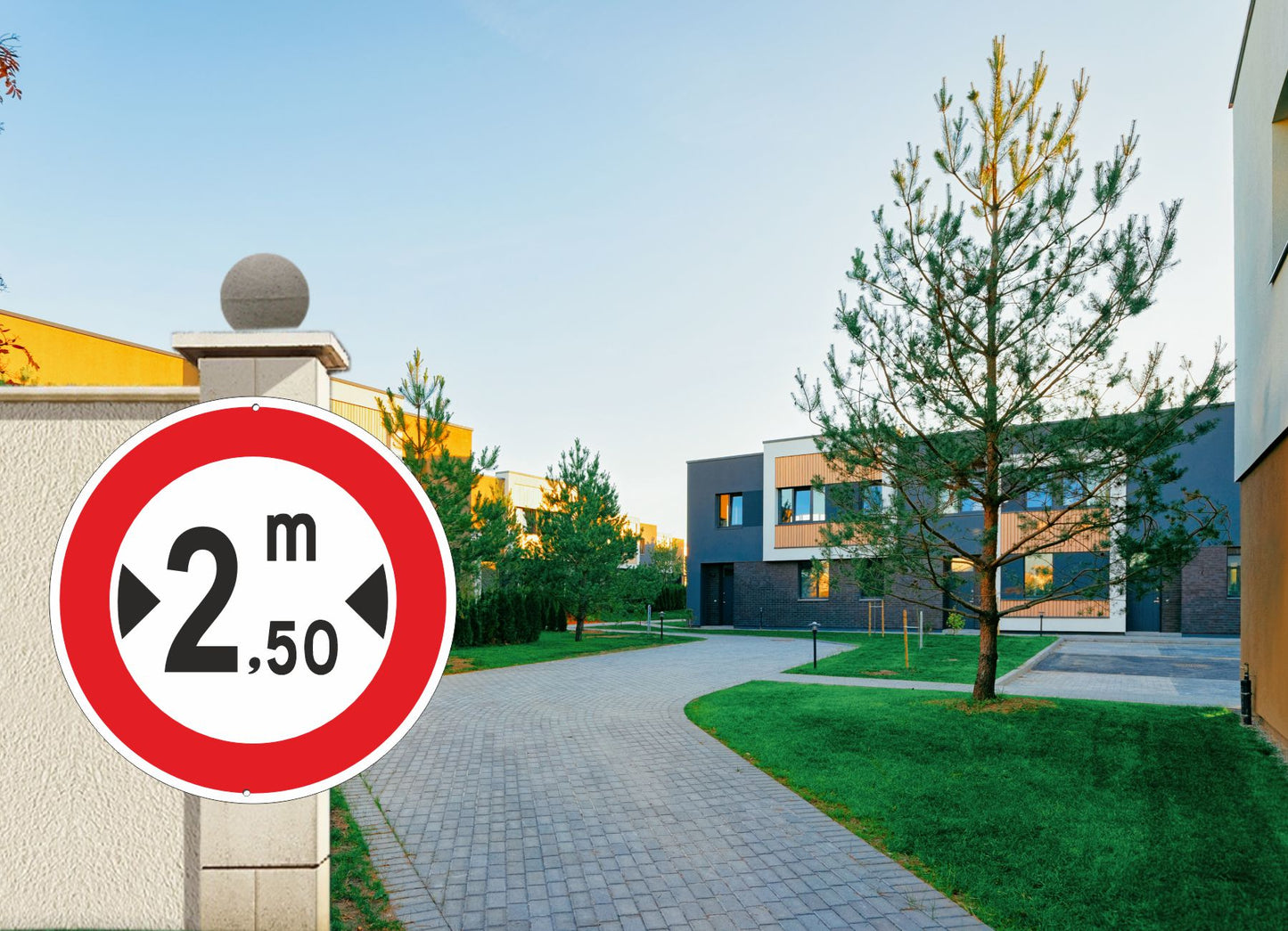 Pubblimania  Cartello divieto di transito a veicoli con larghezza superiore a,  alluminio composito per installazione a muro