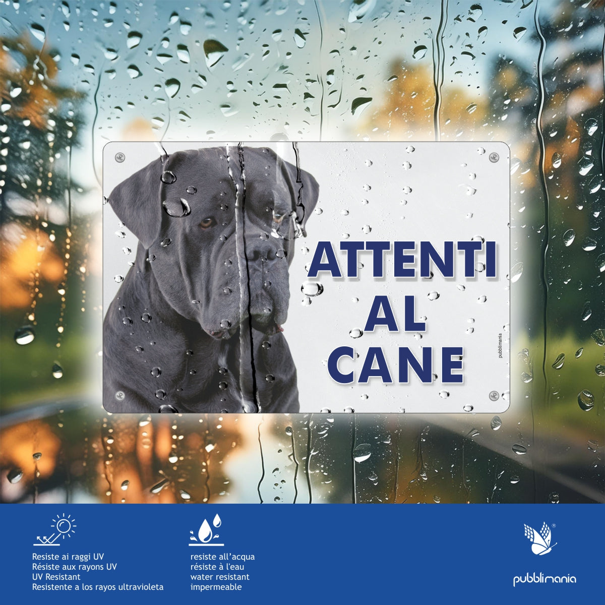 Pubblimania Cartello Attenti al Cane Corso in alluminio composito da 3 mm