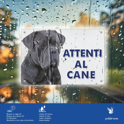 Pubblimania Cartello Attenti al Cane Corso in alluminio composito da 3 mm
