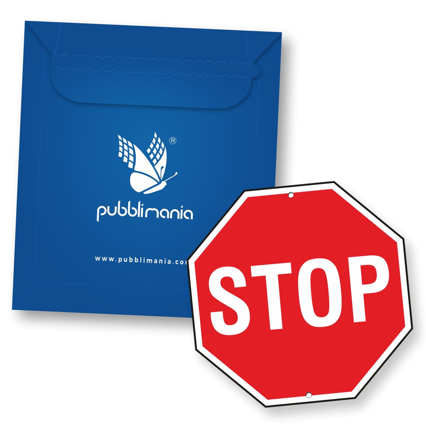 Pubblimania Cartello STOP cm 30,  alluminio composito per installazione a muro. Completo di fori