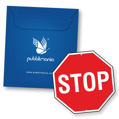 Pubblimania Cartello STOP cm 30,  alluminio composito per installazione a muro. Completo di fori