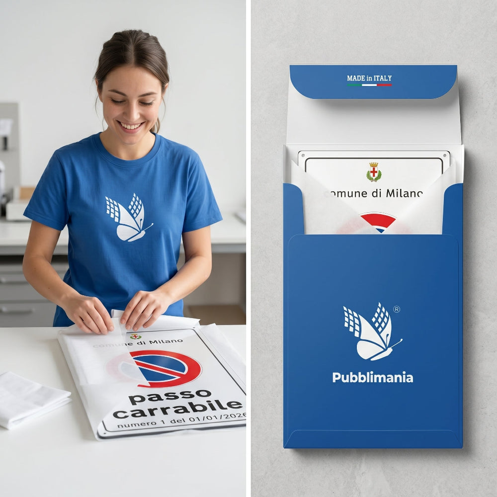 cartello passo carrabile imballaggio pubblimania