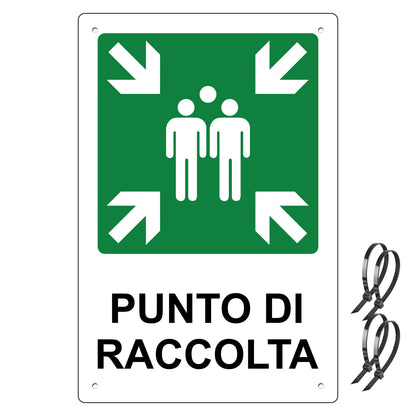 Pubblimania PUNTO DI RACCOLTA. Cartello in Alluminio rinforzato per esterno spessore 3 mm
